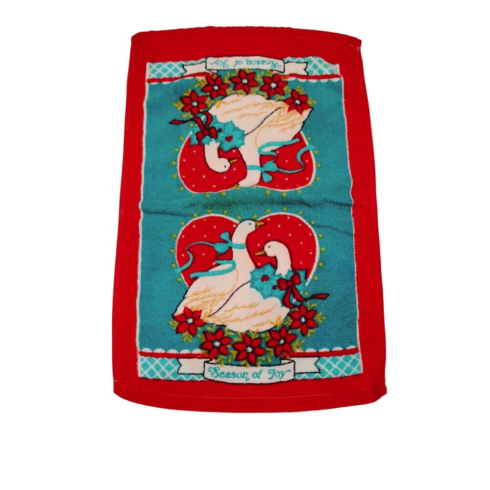 Vintage Christmas Goose Season of Joy Kitchen Towel   17.5" x 11" 100% Cotton